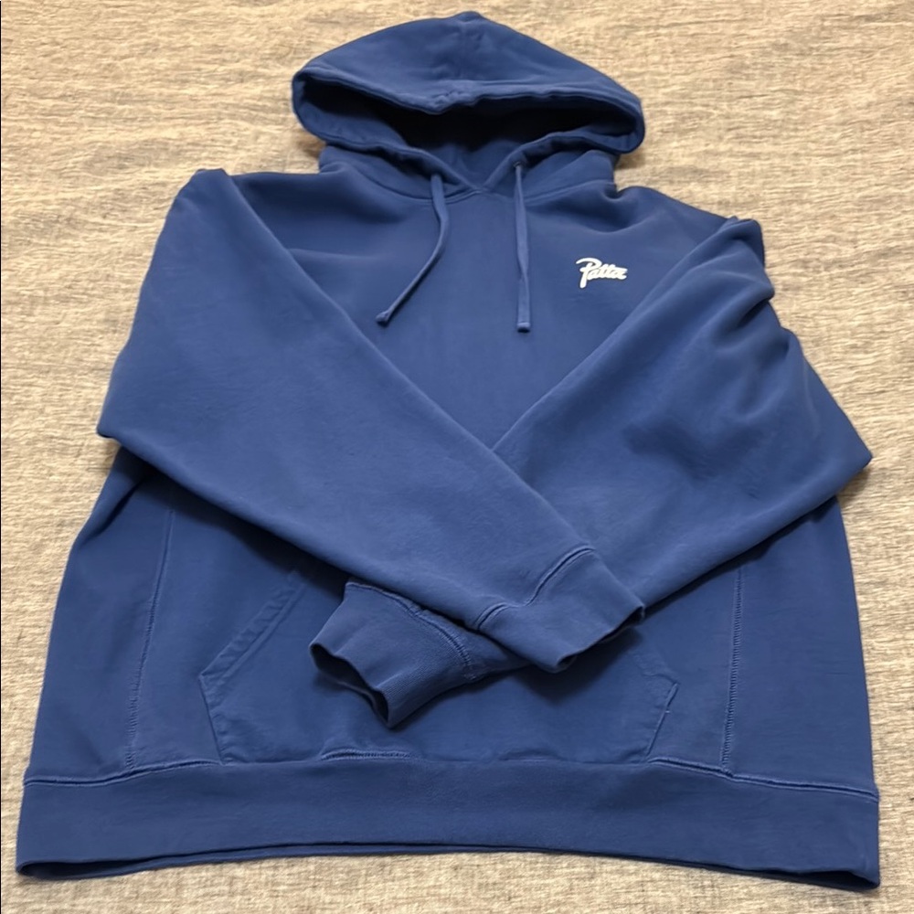 Patta Men’s Blue Sweatshirt Hoodie with Ribbed Cuffs
